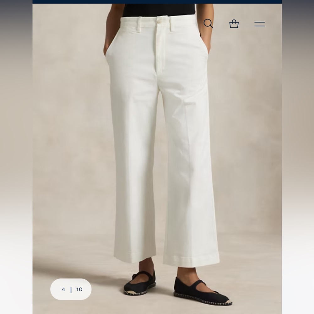 Polo by Ralph Lauren Cropped Flare White Chinos NWOT